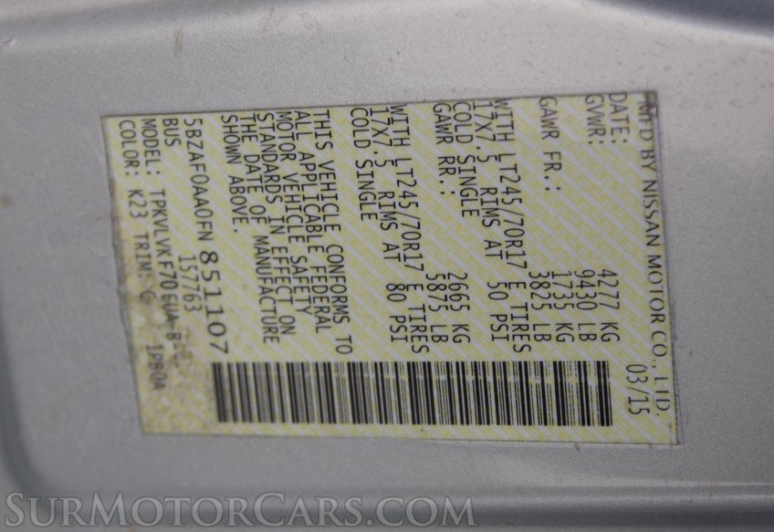 2015 Nissan NV 3500 HD S - Image 66